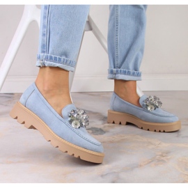 Damen-Wildleder-Loafer mit blauen Kristallen Vinceza 10863 grau 6