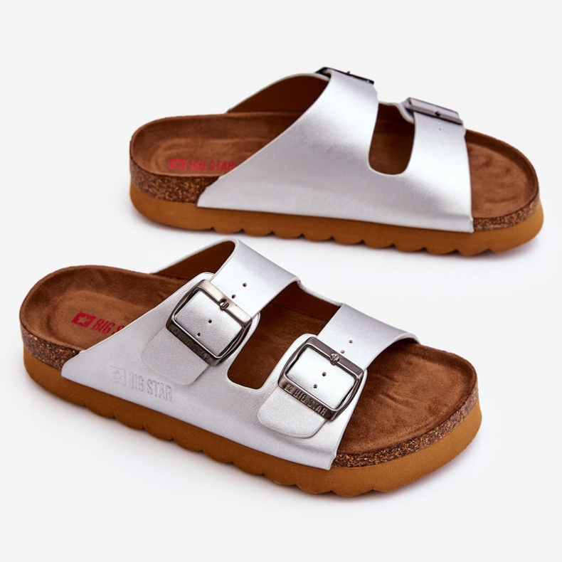 Klassische Damen Big Star Hausschuhe LL274476 Silber 1