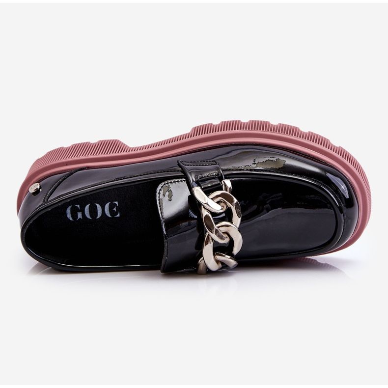 Lack-Mokassins mit Kette GOE LL2N4039 Schwarz-Lila 1