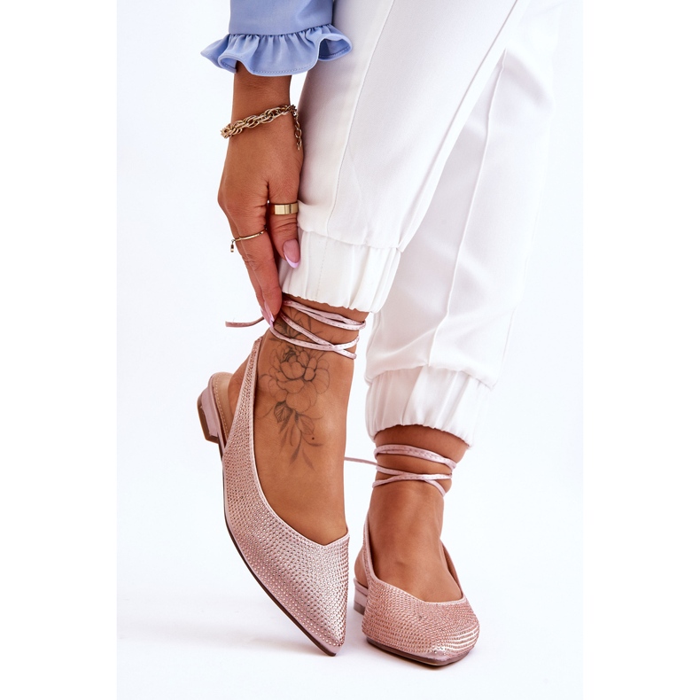 Beige gebundene Ballerinas mit Strass Mavis braun 1