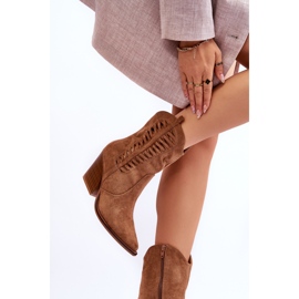 FB1 Cowboystiefel aus Wildleder für Damen mit Reißverschluss Braun Lanna 2