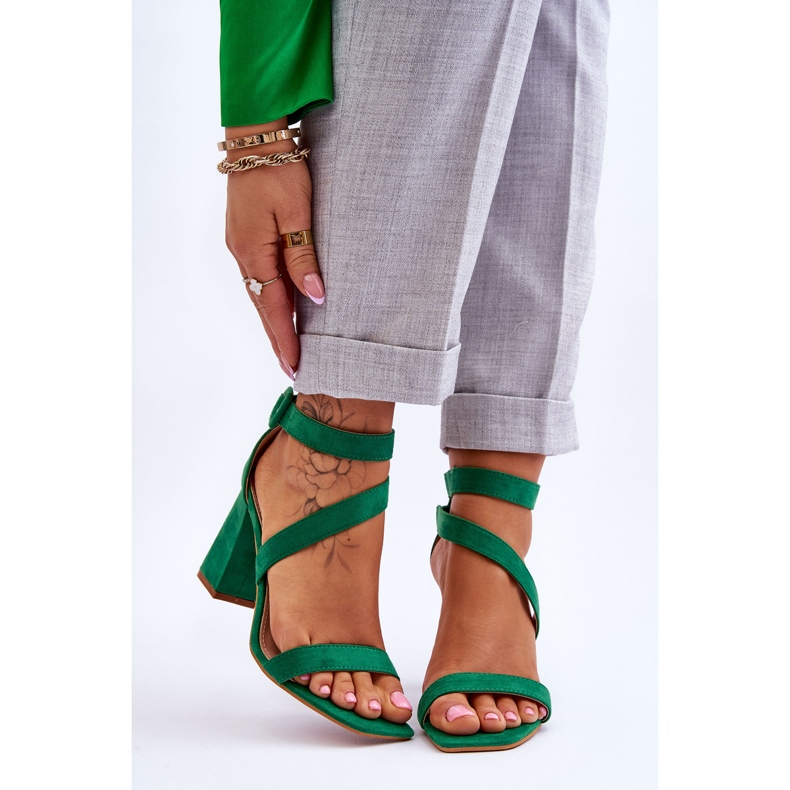 FB2 Damensandalen aus Wildleder mit hohem Absatz Green Lanes grün 1