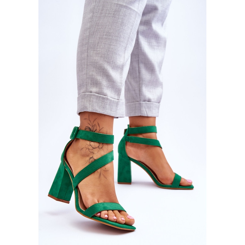 FB2 Damensandalen aus Wildleder mit hohem Absatz Green Lanes grün 2