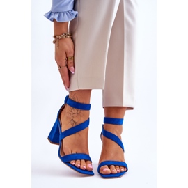 Damensandalen aus Wildleder mit hohem Absatz Blue Lanes blau 1