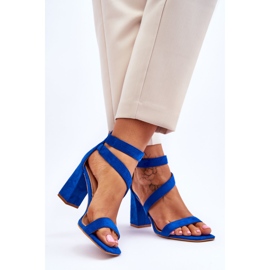 Damensandalen aus Wildleder mit hohem Absatz Blue Lanes blau 2