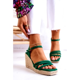 FJ1 Wildledergrüne Louisiana-Keilsandalen 2