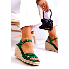 FJ1 Wildledergrüne Louisiana-Keilsandalen 5