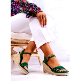 FJ1 Wildledergrüne Louisiana-Keilsandalen 6