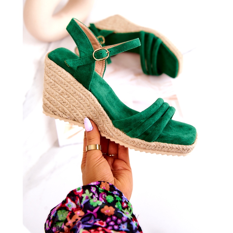 FJ1 Wildledergrüne Louisiana-Keilsandalen 7