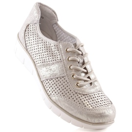 Filippo DP028 Sportschuhe für Damen aus durchbrochenem Leder golden 1