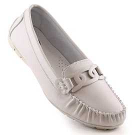 Damen-Ledermokassins mit ecrufarbener Kette Filippo DP4547 naturfarben 1