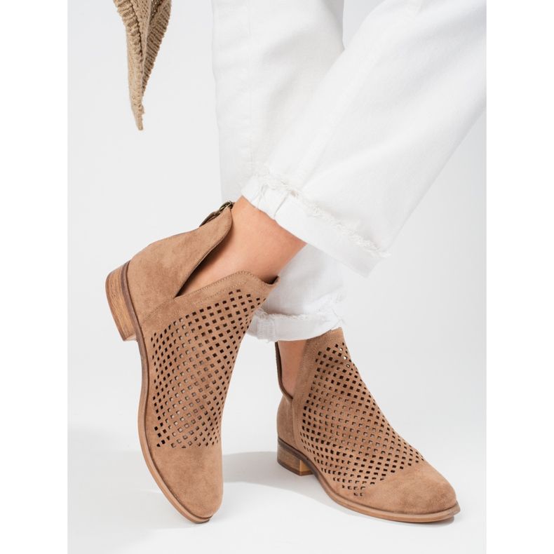 W. Potocki Braune durchbrochene Frühlingsstiefel für Damen Potocki 1