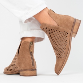 W. Potocki Braune durchbrochene Frühlingsstiefel für Damen Potocki 2