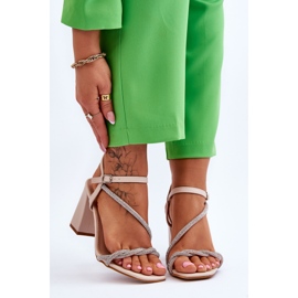 Ledersandalen mit Strass Beige Heels Carlotta braun 1