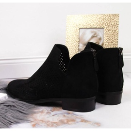 Durchbrochene schwarze Wildlederstiefel für Damen W Vinceza 2