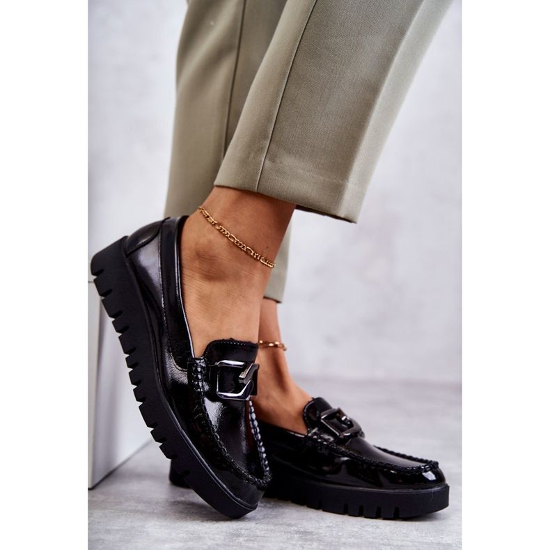 Sergio Leone Lackierte Loafer auf der schwarzen Kjersti-Plattform 4