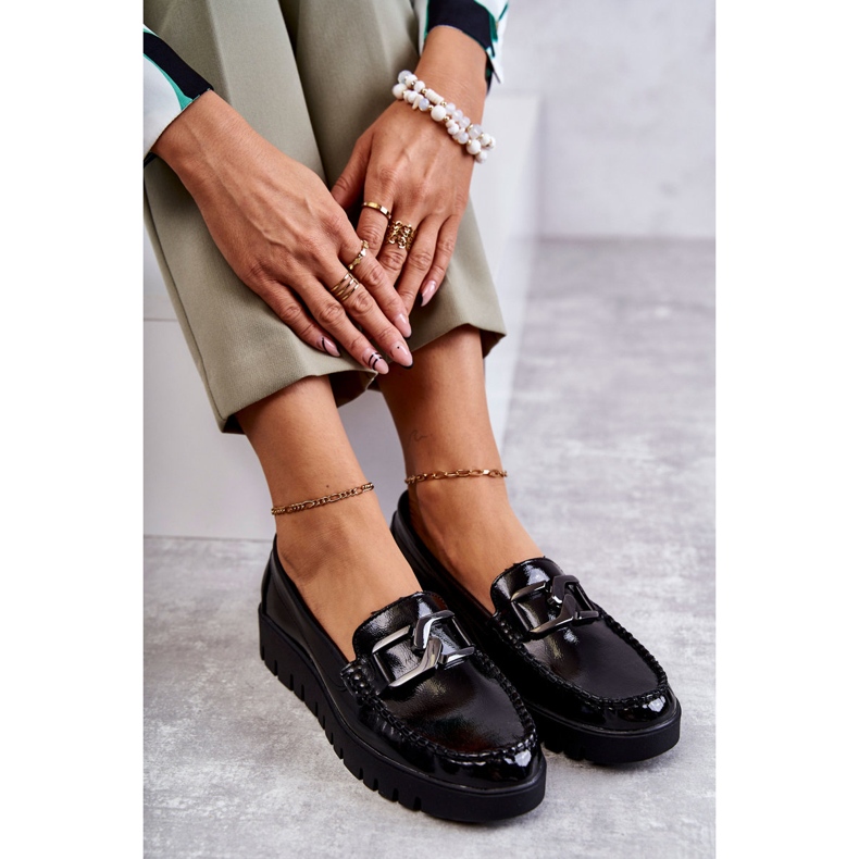 Sergio Leone Lackierte Loafer auf der schwarzen Kjersti-Plattform 3