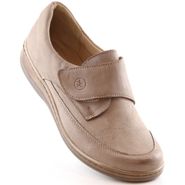 Bequemer Damen Lederschuh mit Klettverschluss beige Helios 395 1