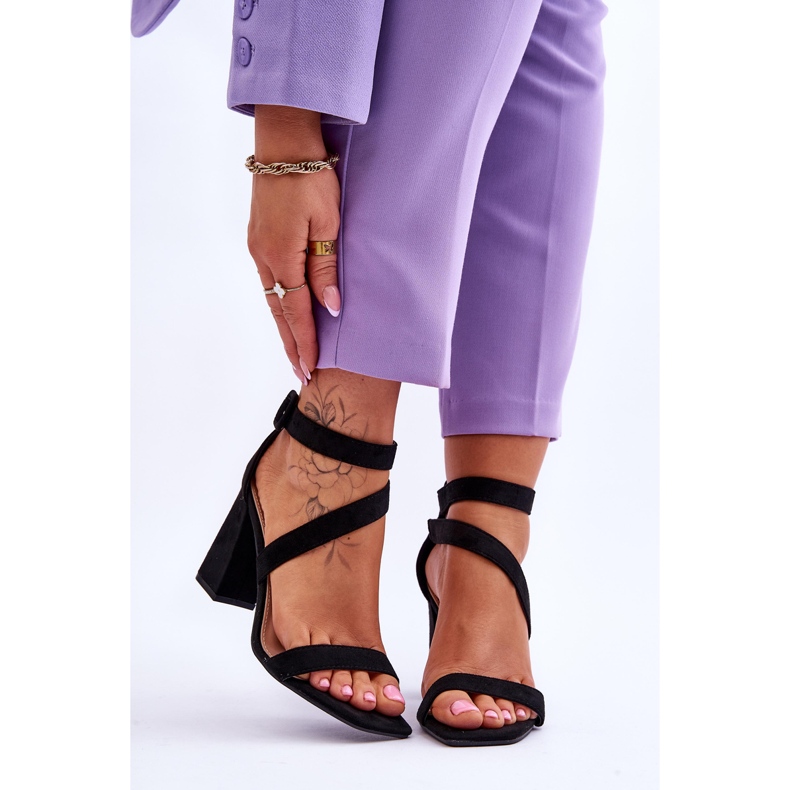 FB2 Damensandalen aus Wildleder mit hohem Absatz Black Lanes schwarz 1