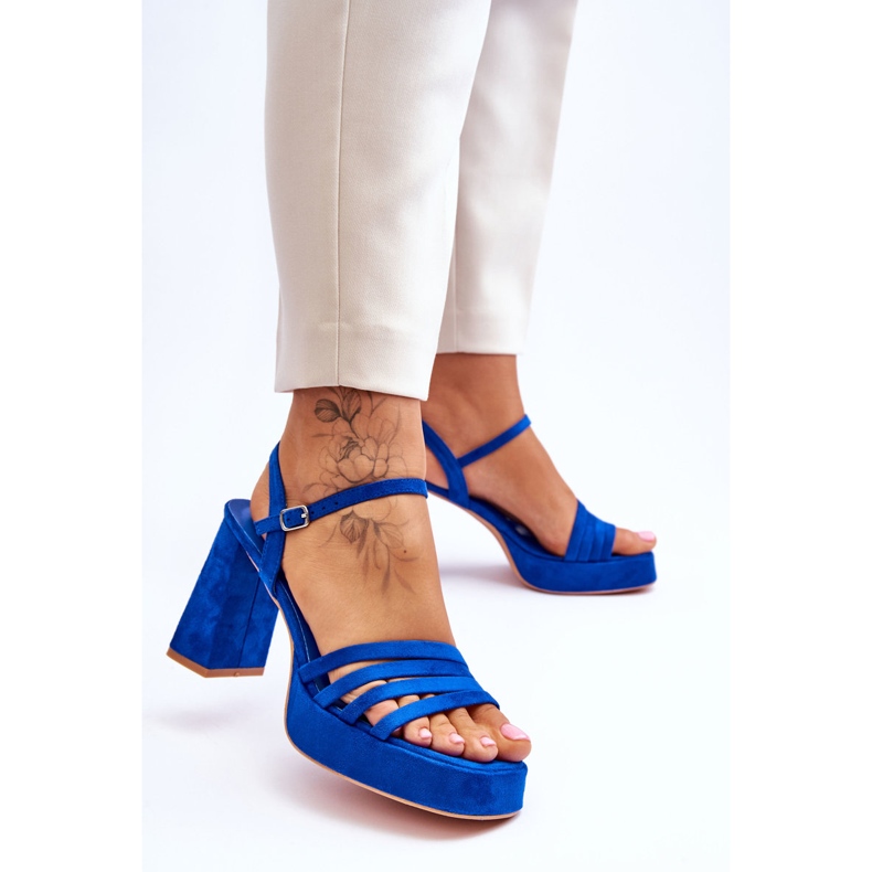Plateau-Sandalen aus Wildleder für Damen Blau Verda 2