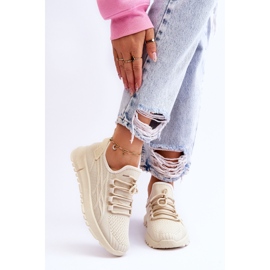 FB2 Damen Slip-on Sportschuhe Turnschuhe Beige Rosett 1