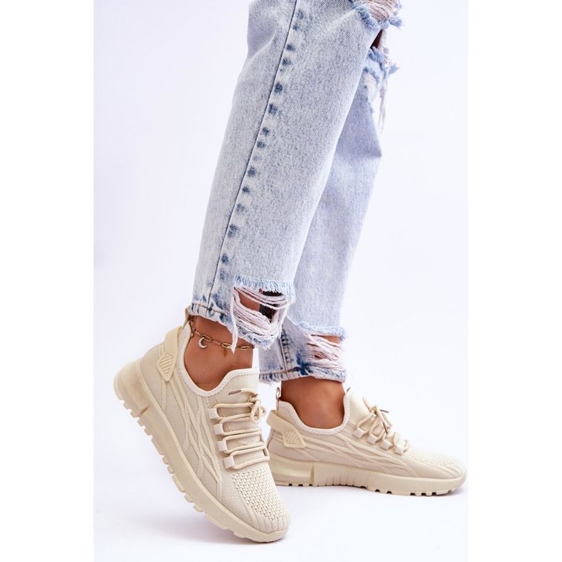 FB2 Damen Slip-on Sportschuhe Turnschuhe Beige Rosett 2