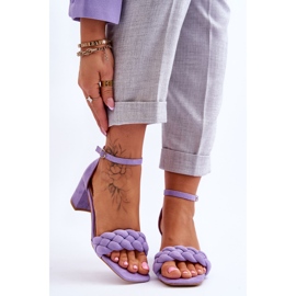 Wildleder-High-Heel-Sandalen mit dekorativem Zopf, lila Azela 1