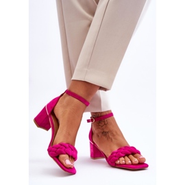 FB2 Wildleder-Sandalen mit hohen Absätzen und dekorativen fuchsiafarbenen Azela-Zöpfen rosa 2