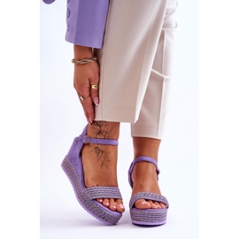 Klassische Damen Keilsandalen Lila Malmö 1