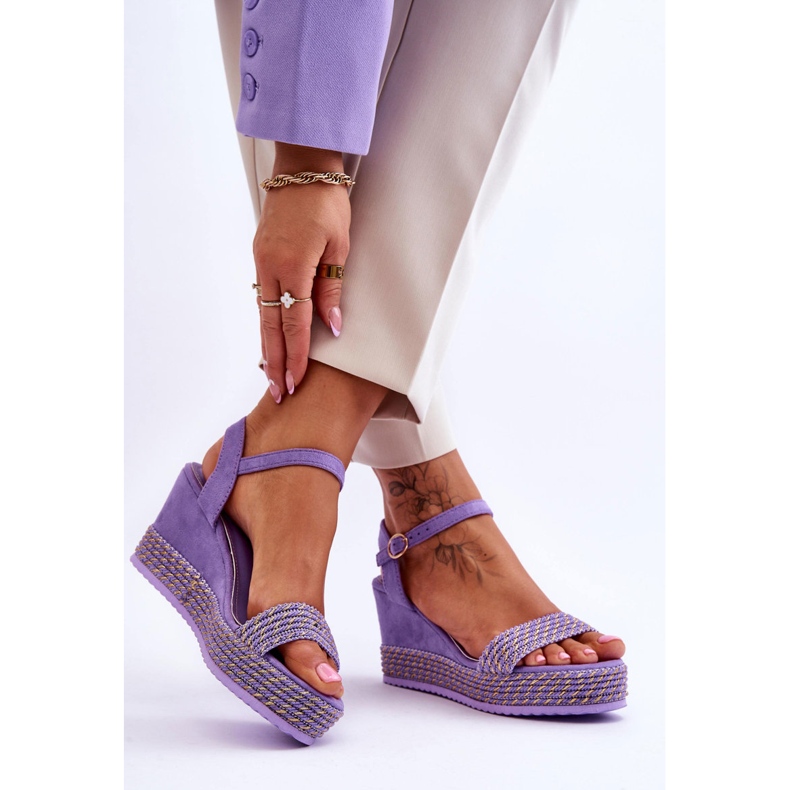 Klassische Damen Keilsandalen Lila Malmö 2
