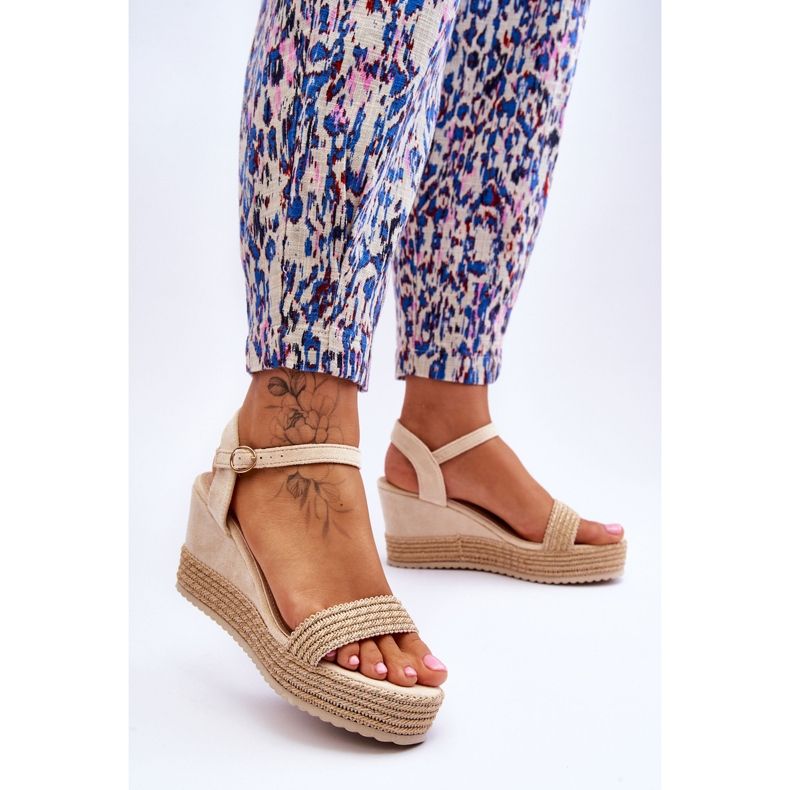 Klassische Damen Keilsandalen Beige Malmö braun 2