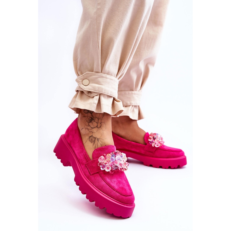 FB2 Damen-Loafer mit verzierter Plattform Fuchsia Brenda rosa 2