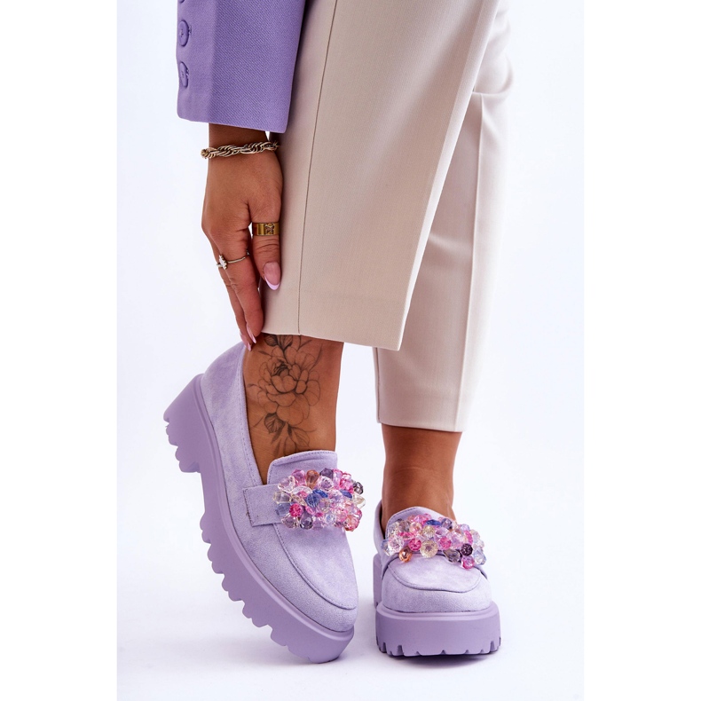 FB2 Plateau-Loafer für Damen mit Verzierungen Lila Brenda 1