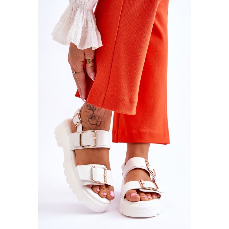 FB2 Bequeme Sandalen aus Leder Weiß Alayah 1