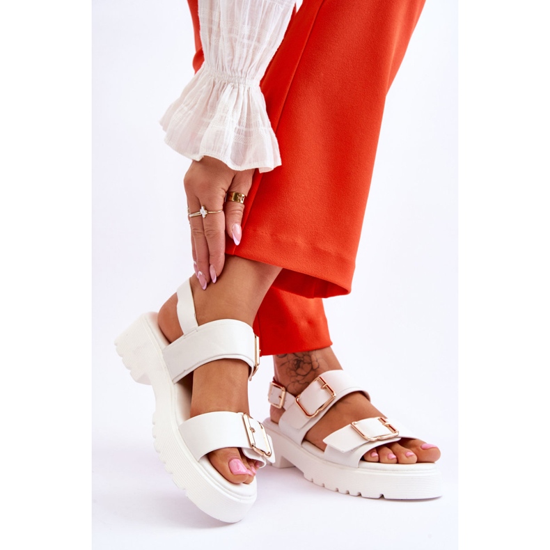 FB2 Bequeme Sandalen aus Leder Weiß Alayah 2