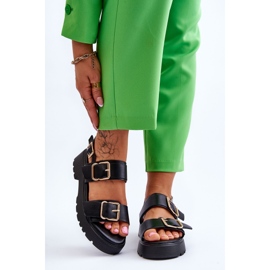 FB2 Bequeme Sandalen aus Leder Schwarz Alayah 1