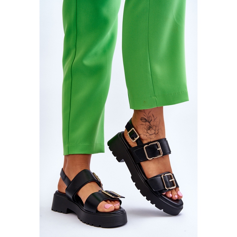 FB2 Bequeme Sandalen aus Leder Schwarz Alayah 2