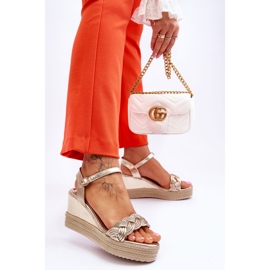 FB2 Klassische Keilsandalen aus Leder Gold Denisse golden 2