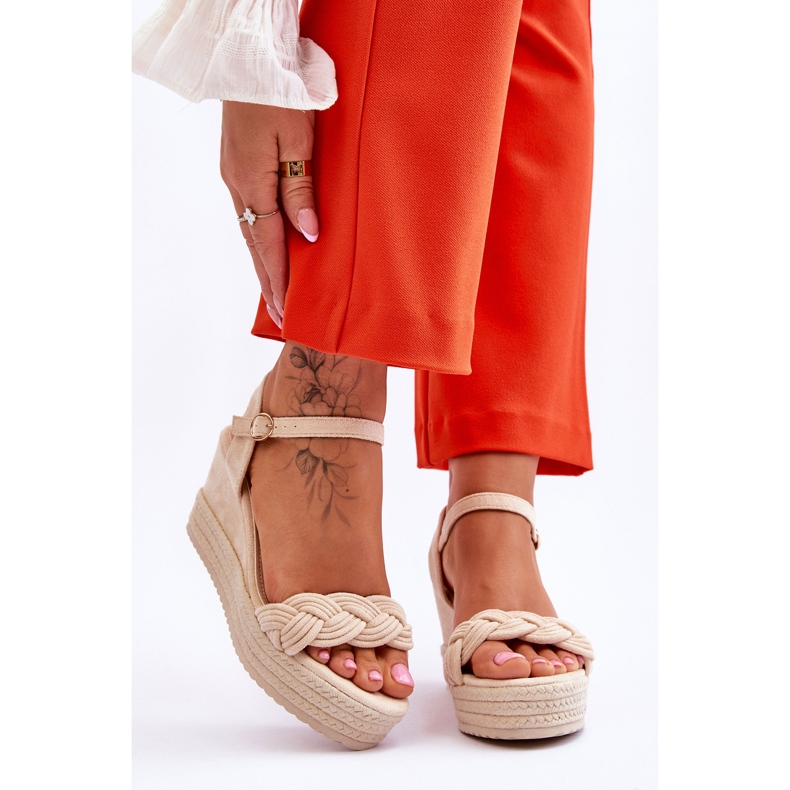 FB2 Klassische Keilsandalen aus Wildleder Beige Denisse braun 1