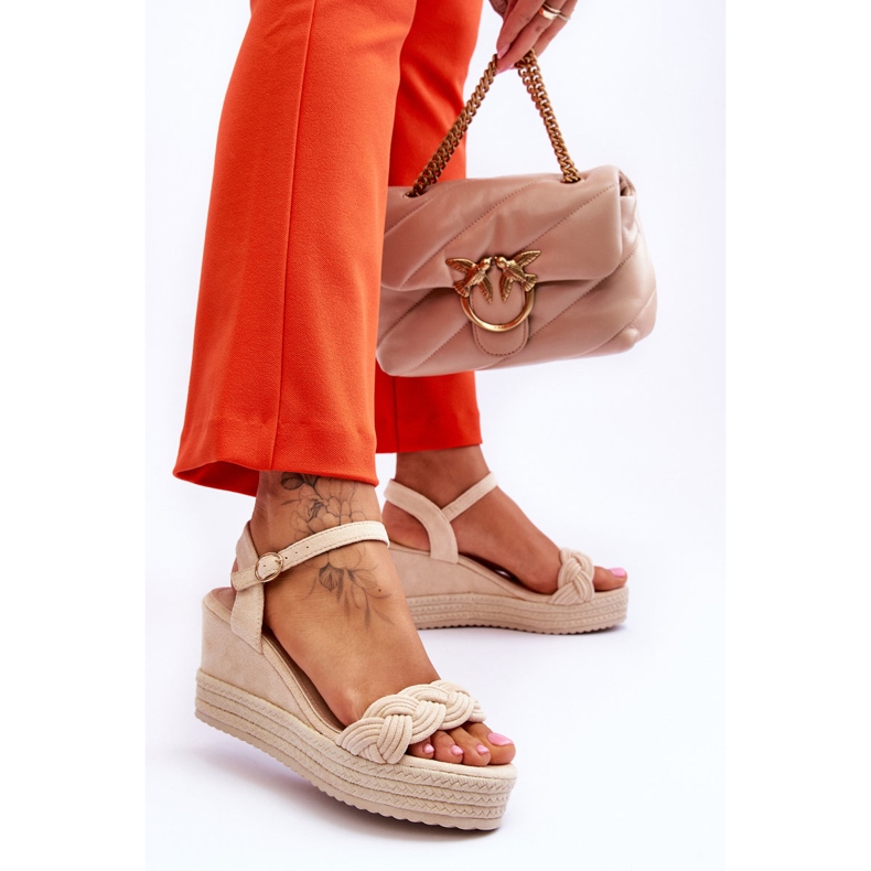 FB2 Klassische Keilsandalen aus Wildleder Beige Denisse braun 2