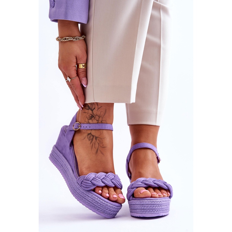 Klassische Keilsandalen aus Wildleder Lila Denisse 1