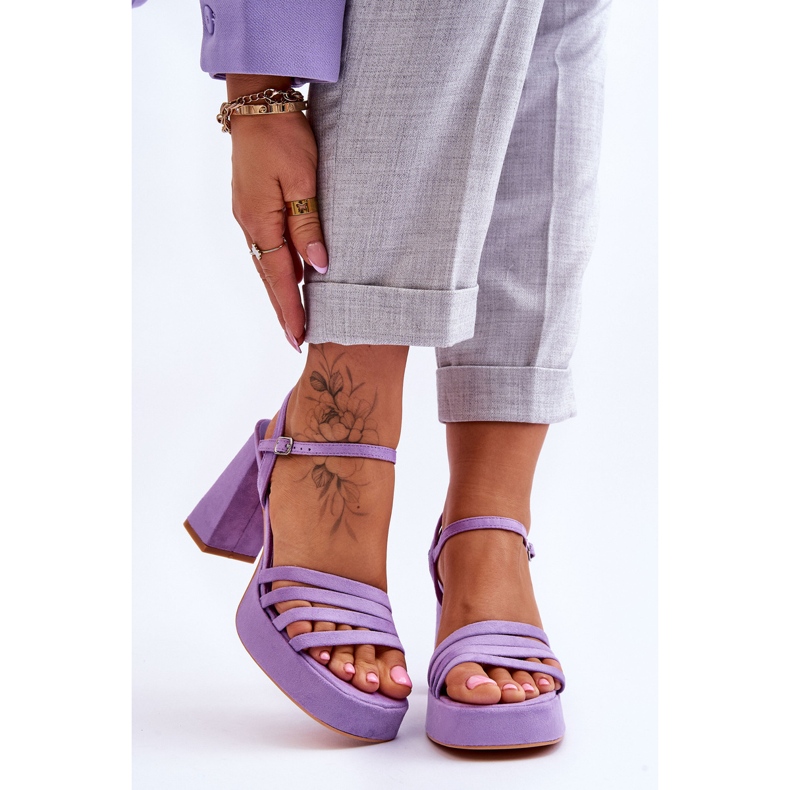 Plateau-Sandalen aus Wildleder für Damen Lila Verda 1