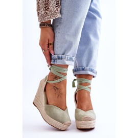 Damen-Schnürsandalen mit Keilabsatz Bethany Green grün 1