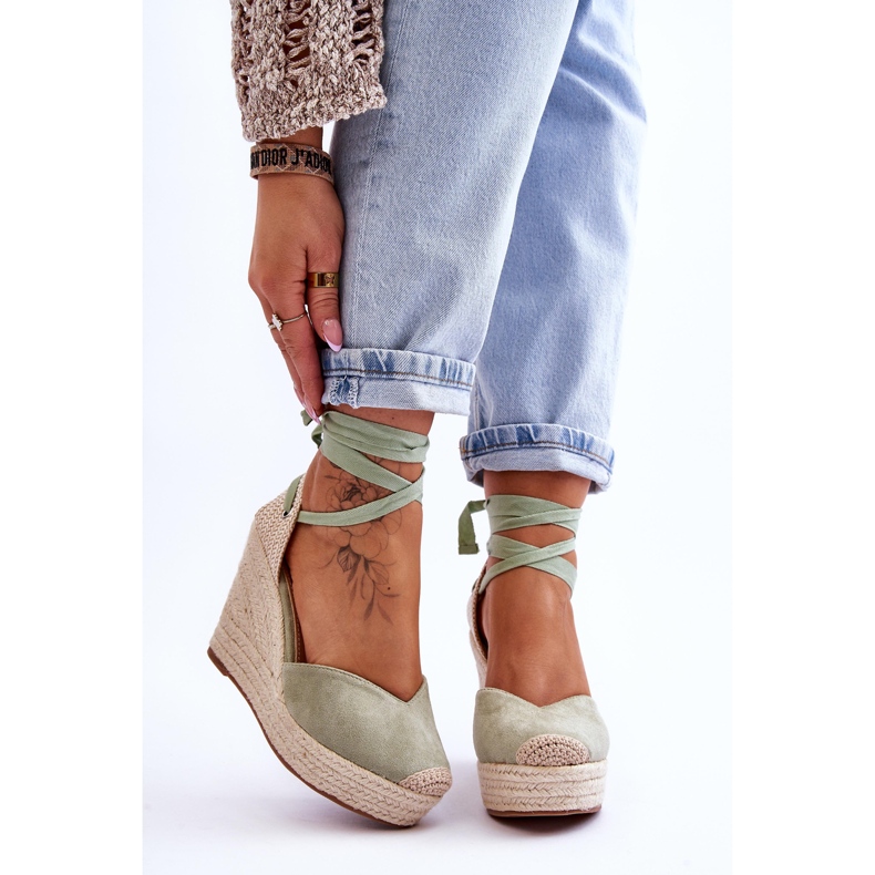 Damen-Schnürsandalen mit Keilabsatz Bethany Green grün 1