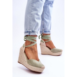 Damen-Schnürsandalen mit Keilabsatz Bethany Green grün 2