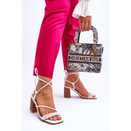 Damen-Ledersandalen mit Ferse Weiß Seyna 2