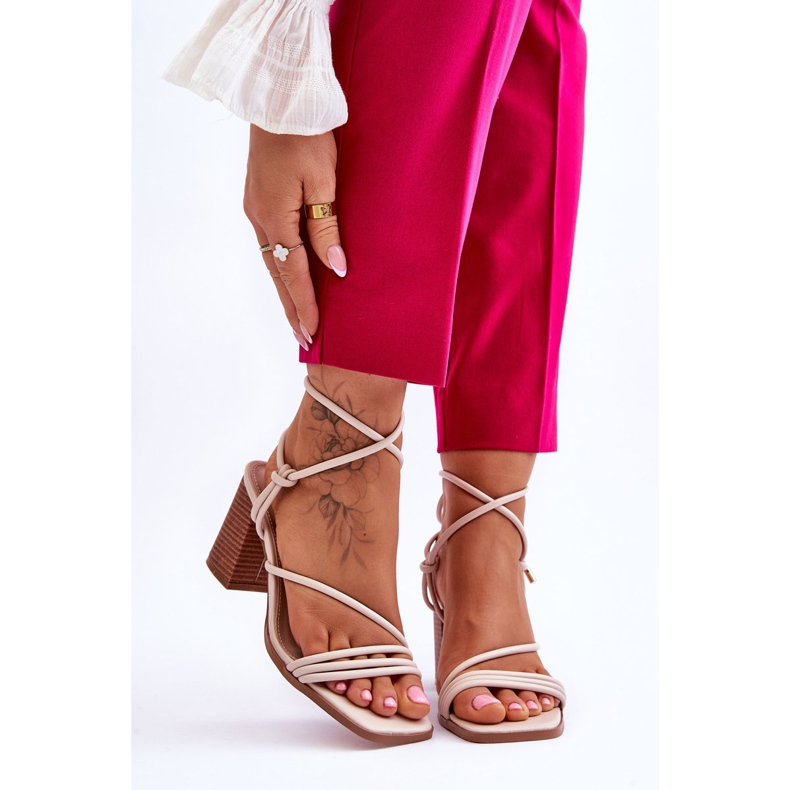 FJ1 Leder Damen Sandaletten Beige Seyna braun 1