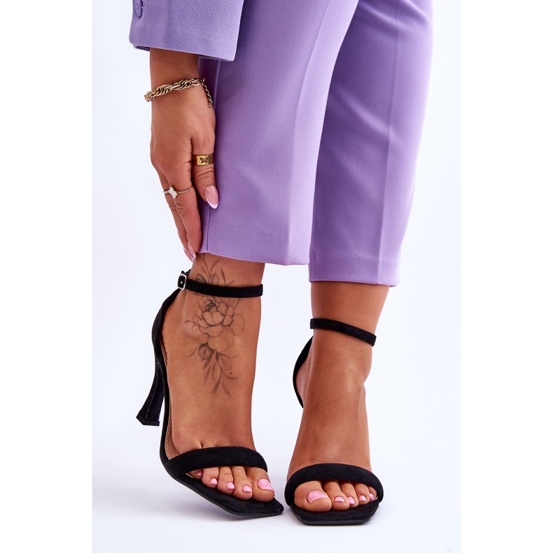 Absatzsandalen aus Wildleder für Damen Schwarz Rousses 1