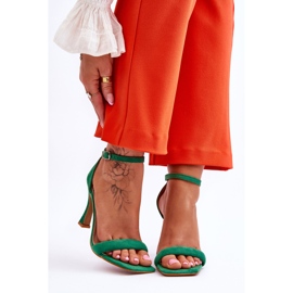 Grüne Rousses-Sandalen aus Wildleder für Damen mit hohem Absatz 1