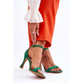 Grüne Rousses-Sandalen aus Wildleder für Damen mit hohem Absatz 2